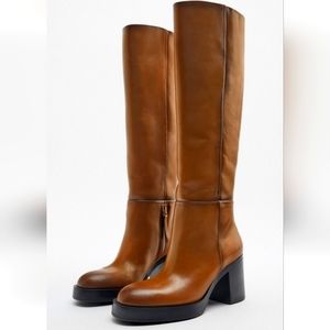 ZARA Brown Heeled Boots